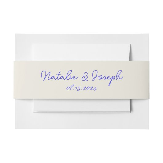 ハ書ンドブルーレトロお洒落トレンディー結婚ズ 招待状ベリーバンド (正面例)