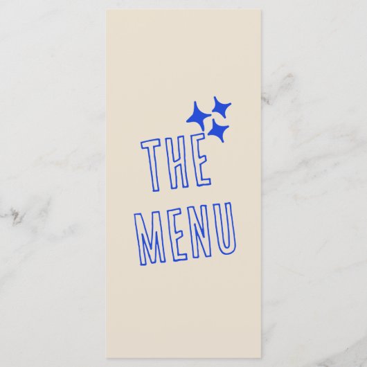 ハ書ンドブルーレトロはっきりしたモダンおもしろい結婚ズ メニュー (裏面)