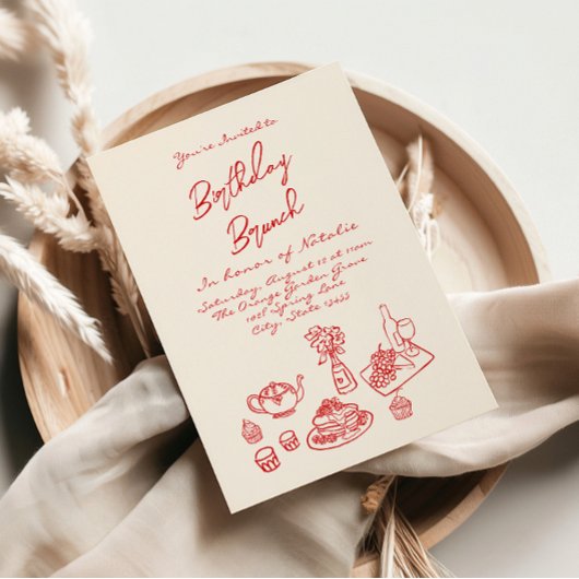 ハ書ンド描予測できな誕生日ブランチ 招待状