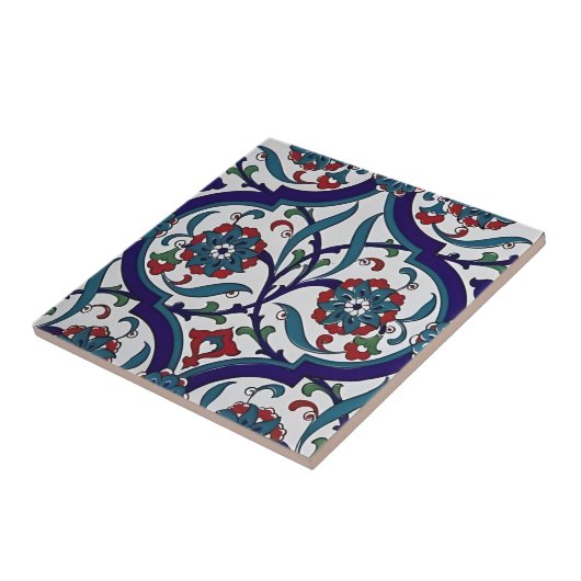 ハ絵を描イセコンテンポラリーラミックフローラモチーフ タイル (側面)