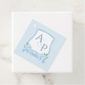 ハ絵を描ンドブルーあじさいモノグラム結婚クレスト フェイバータグ (インサイチュ)