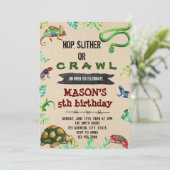 ハ虫類のパーティーの誕生日の招待 招待状 (スタンド正面)