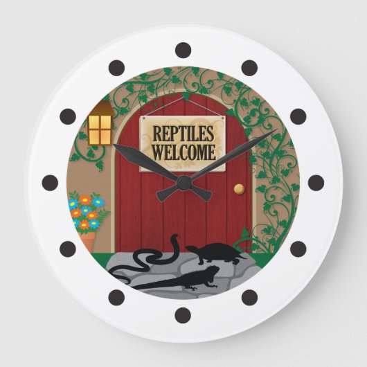 ハ虫類の歓迎 ラージ壁時計 (正面)