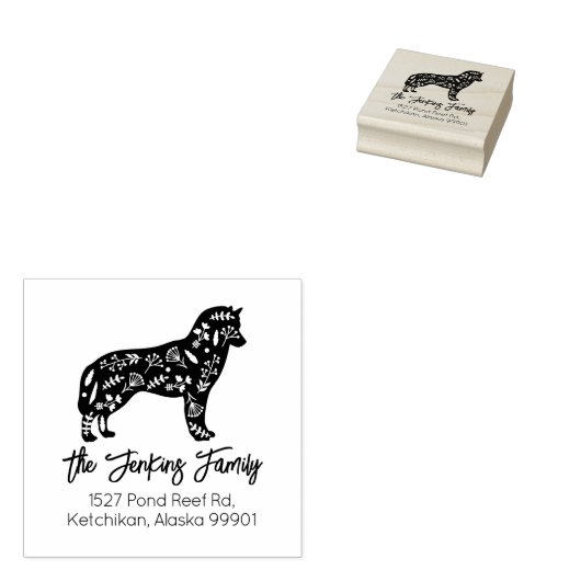 ハ飾スキファミリー差出人住所 ラバースタンプ (押印)