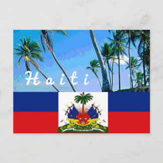 ハ Haiti 国旗 熱帯ヤシの木 ポストカード