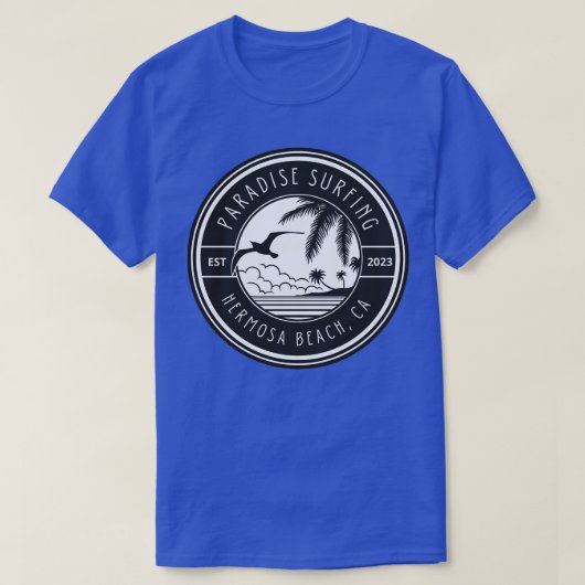 ハermosab Beach CA サーフィンデザイン Tシャツ (デザイン正面)