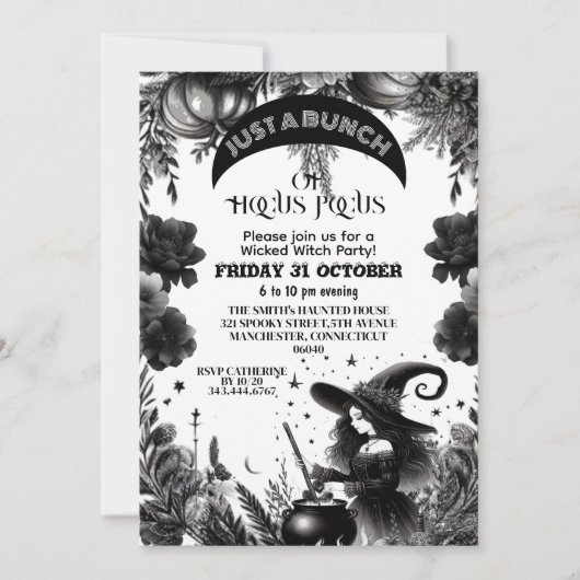 ハocusポーカス魔女パーティーゴシックスクリプト黒 招待状 (正面)