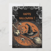 ハocusポーカス ほうき 帽子 ヴィンテージ 魔女 パーティー 招待状 (裏面)