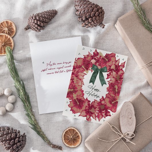 ハolidayヒビスカスリースのグリーティングカード シーズンカード