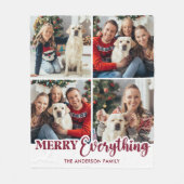 ハolidays Personalized 4 枚の写真の Merry Everything フリースブランケット (正面)
