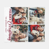 ハolidays Personalized 4 枚の写真の Merry Everything フリースブランケット (正面(横))