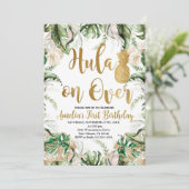 ハulaオンオーバーパーティー、パイナップル誕生日 招待状 (スタンド正面)