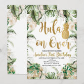 ハulaオンオーバーパーティー、パイナップル誕生日 招待状 (正面/裏面)