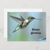 ハummingbird 緑の飛行写真 ワイルドライフ 誕生日 ポストカード (正面/裏面)