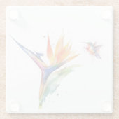 ハummingbird & Bird of Paradise アート ガラスコースター (裏面)