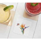 ハummingbird & Bird of Paradise アート ガラスコースター