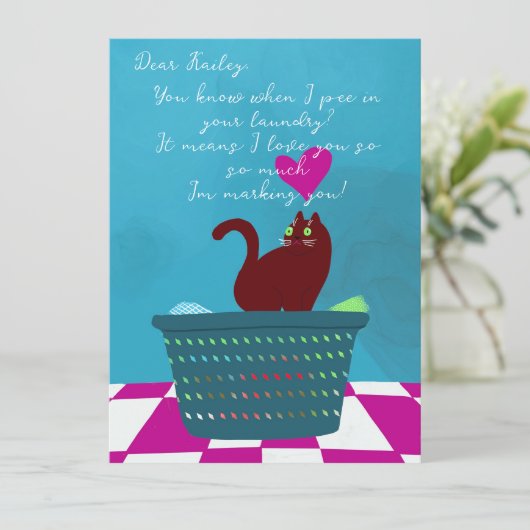 バおもしろいッドキャットからのバレンタインデーカスタムン カード (スタンド正面)