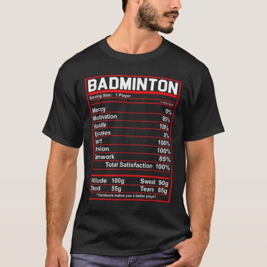 バおもしろいドミントン栄養事実シャトル Tシャツ (正面)