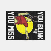 バおもしろいドミントン選手まばたき恋しく思 フリースブランケット (正面(横))