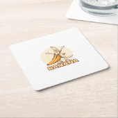 バおもしろいナ スクエアペーパーコースター (アングル)