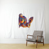 バおもしろいニカラフルーラビットフラクタルコズミックスワールA タペストリー (インサイチュ(横))