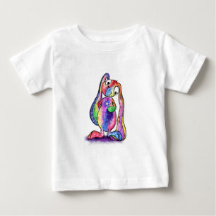 バおもしろいニカラフルーラブフラワーベビーTシャツ ベビーTシャツ