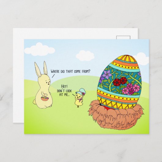 バおもしろいニカラフルー卵狩りかわいいイースターアニメ ポストカード (正面/裏面)