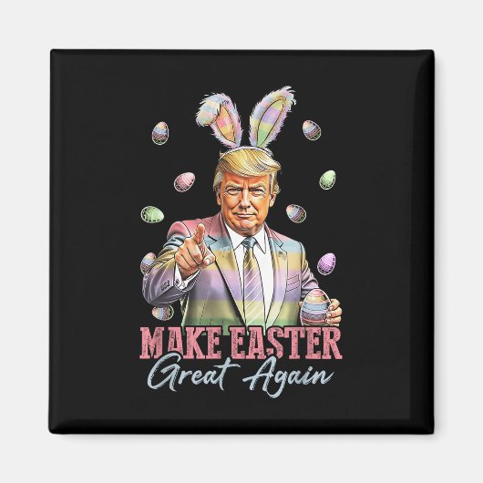 バおもしろいニーのトランプ再び素晴らしウサギH マグネット (正面)