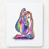 バおもしろいニーカラフルラブフラワー – 漫画スケッチ マウスパッド (正面)