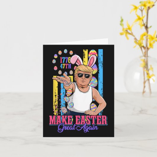バおもしろいニー・トランプ47th塩ベミームイースターGを作る カード (黄色い花)
