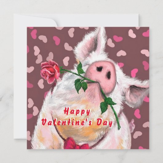 バおもしろいレンタインデイカードロマンチックな紳士ブタ カード (裏面)