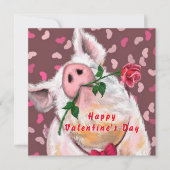 バおもしろいレンタインデイカードロマンチックな紳士ブタ カード (正面)