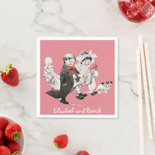 バおもしろいレンタインヴィンテージウェディングナプキンス スタンダードカクテルナプキン (インサイチュ)