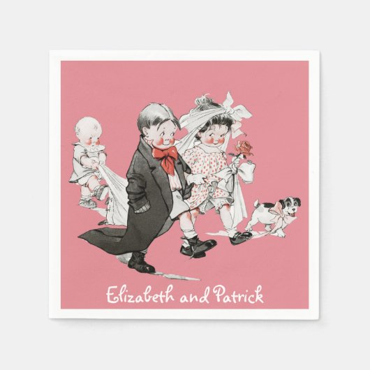 バおもしろいレンタインヴィンテージウェディングナプキンス スタンダードカクテルナプキン (正面)