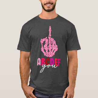 バおもしろいンタインハート中指Skeleto Tシャツ