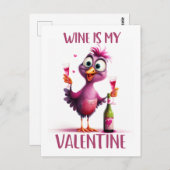 バおもしろいードワインは私のバレンタイン ポストカード (正面/裏面)