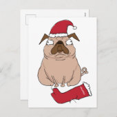 バおもしろいーハンプグサンタプグカスタムクリスマスカード シーズンポストカード (正面/裏面)