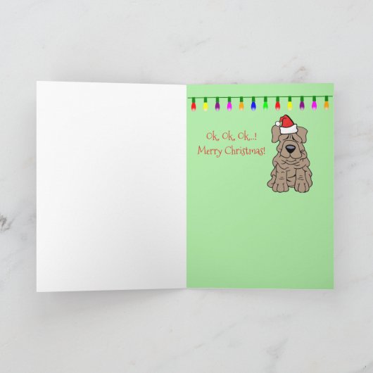 バおもしろいーフンバグ犬メリークリスマスサンタ シーズンカード (内部)