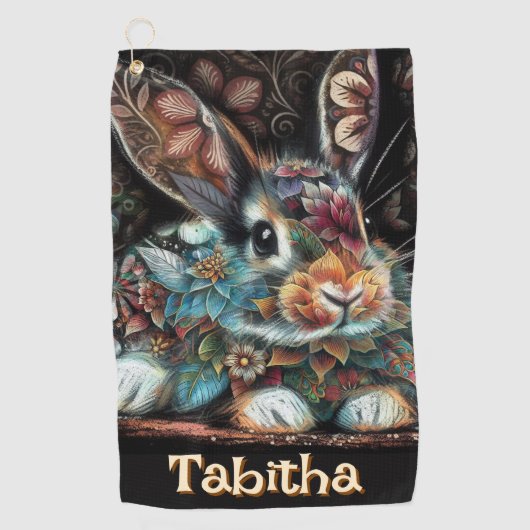 バお洒落ニーフローラパーソナライズされた ゴルフタオル (正面)