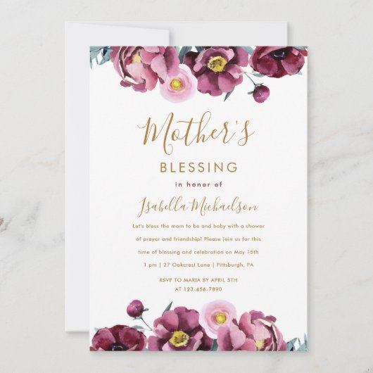 バかわいらしルグンディクリスチャン賛美母パーティー 招待状 (正面)