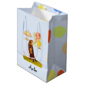 バかわいらしルーン付き図解入りの、写真付きのカワウソ ミディアムペーパーバッグ (正面アングル)