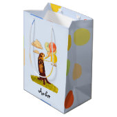 バかわいらしルーン付き図解入りの、写真付きのカワウソ ミディアムペーパーバッグ (裏面アングル)