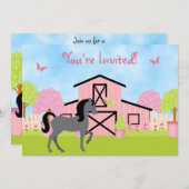 バかわいらしンホースバースデーパーティ招待状 招待状 (正面/裏面)