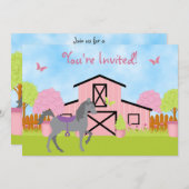 バかわいらしンホースバースデーパーティ招待状 招待状 (正面/裏面)