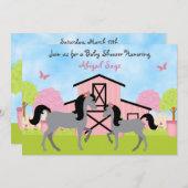バかわいらしンホースベビーシャワー招待状 招待状 (正面/裏面)