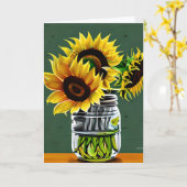 バかわいらしース・アートのひまわり |シスターの誕生日 カード (黄色い花)