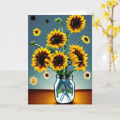 バかわいらしース・アートのひまわり |ママの誕生日 カード (黄色い花)