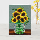 バかわいらしーゼアート祖母の誕生日のひまわり カード (黄色い花)