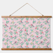 バかわいらし葉イカラフルズヴィンテージピンクデザイン 吊り下げ型タペストリー (正面)