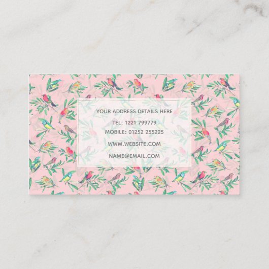 バかわいらし葉イカラフルズヴィンテージピンクデザイン 名刺 (裏面)